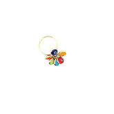 14K YELLOW GOLD MULTI COLOR EVIL EYE RING